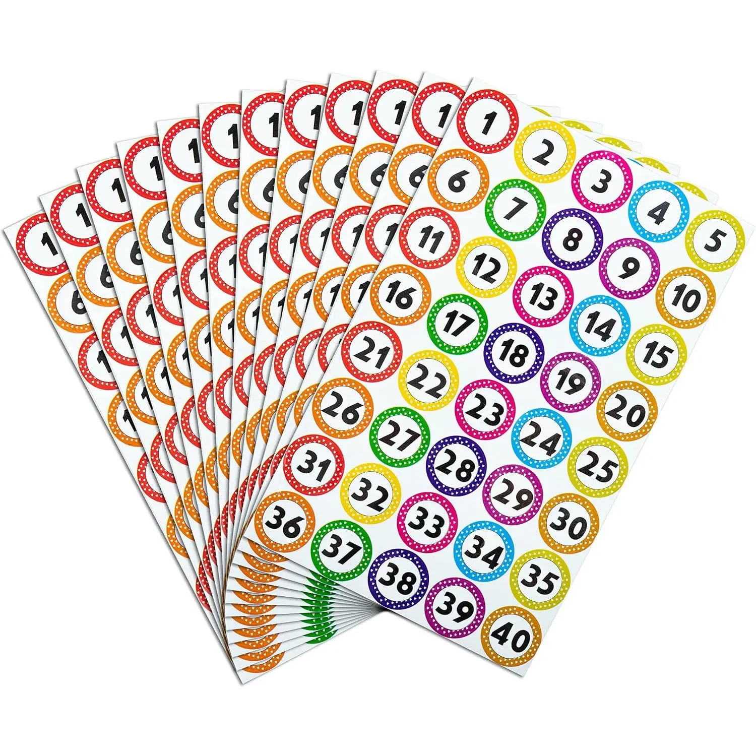 480 count Colorful Number Stickers 1–40 (1 Inch),  & -Resistant Number Stickers, Easy Peel Self-Adhesive Labels for Classroom Organization, Teachers, Office, , Inventory & DIY Crafts