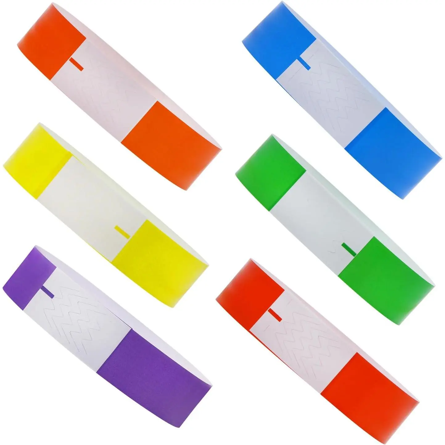 60 count Colorful Plastic Printable Wristband Blank Paper Wrist Strap 3/4" -Resistant Bracelet Badge Self-Adhesive  Sticker for Party Events Custom Concert Club ( Color)