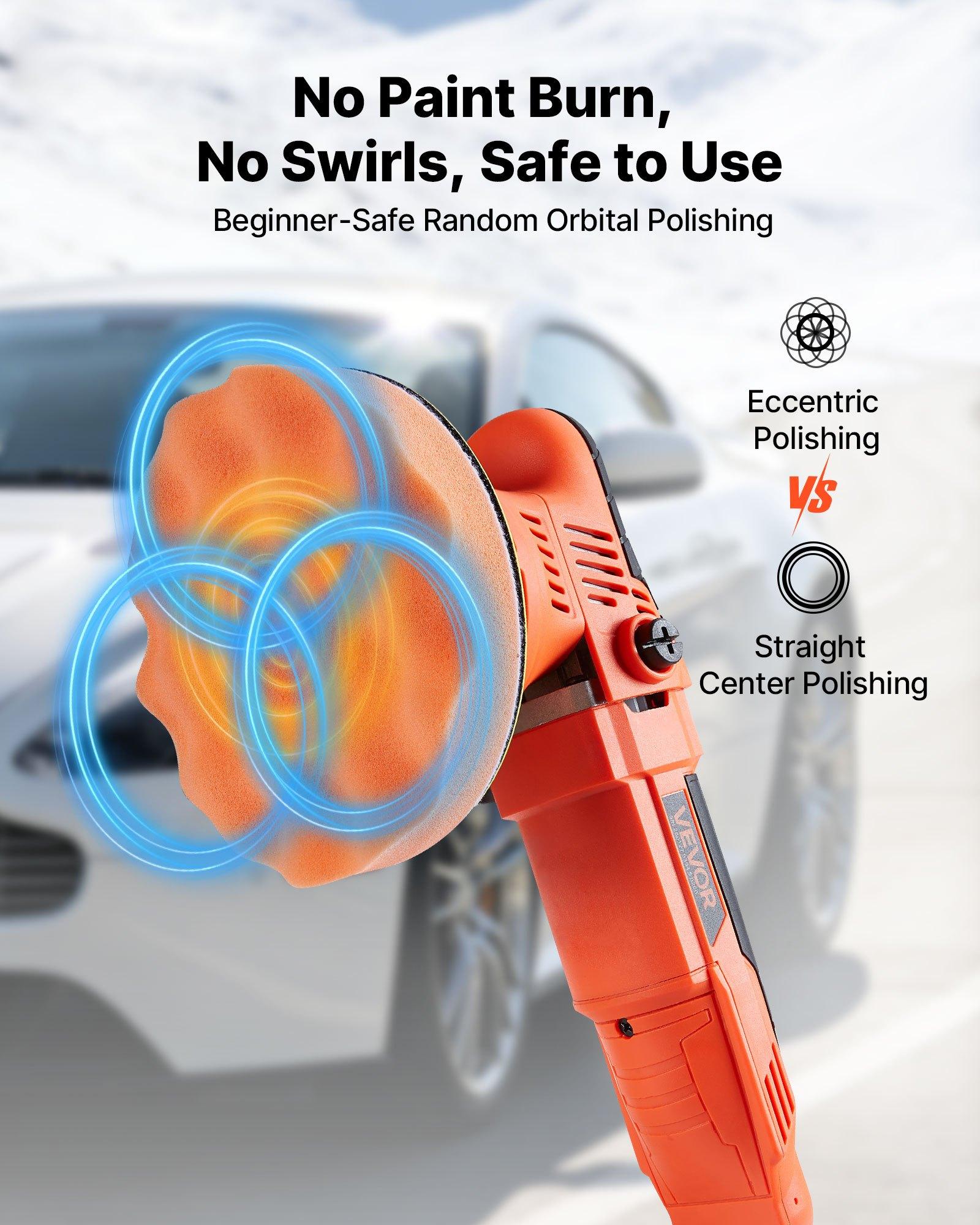 VEVOR Car Buffer Polisher, 6-Inch Dual Action Polisher Buffer Waxer, 650W 6 Variable Speeds 2000-6800RPM Random Orbital Polisher Kit for Cars Detailing, Waxing, Polishing