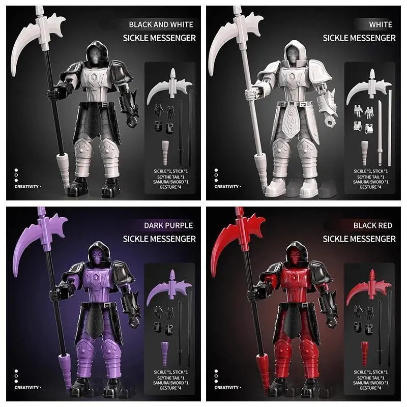 2026 Popular Scythe Messenger Toy Robot Model - Detachable, Movable, Multi-Joint Body, Assembled Weapons, None