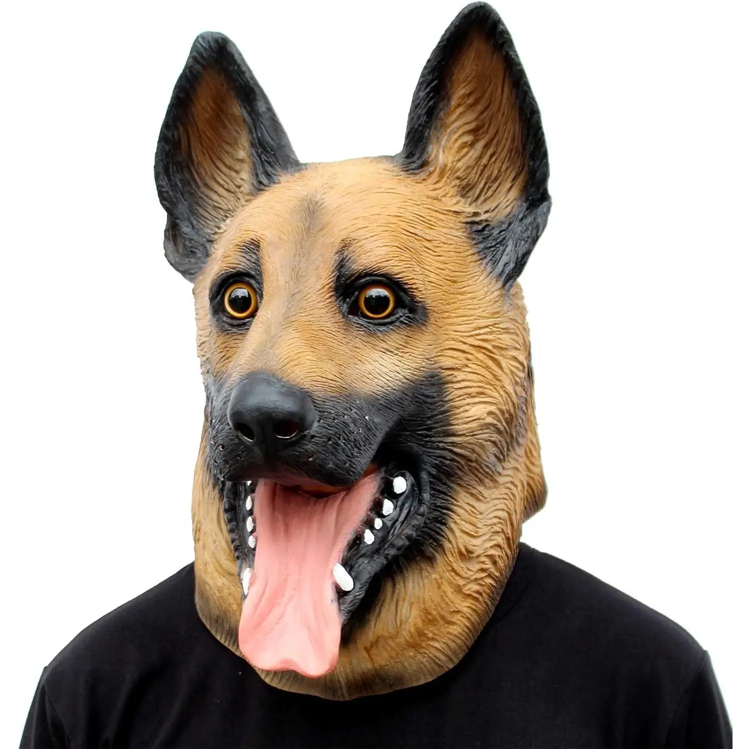 German Shepherd Adult Mask, Natural Latex German Shepherd Costume Mask, Suitable for Halloween Parties and Role-Playing