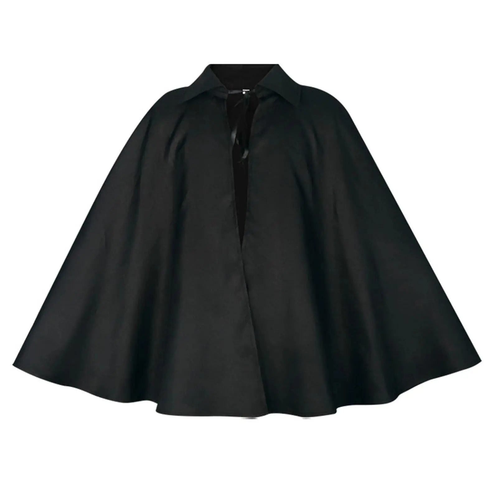 Black Cloak Cape with Collar Medieval Vampire Wizard Costume Halloween Cosplay Outfit for Adults