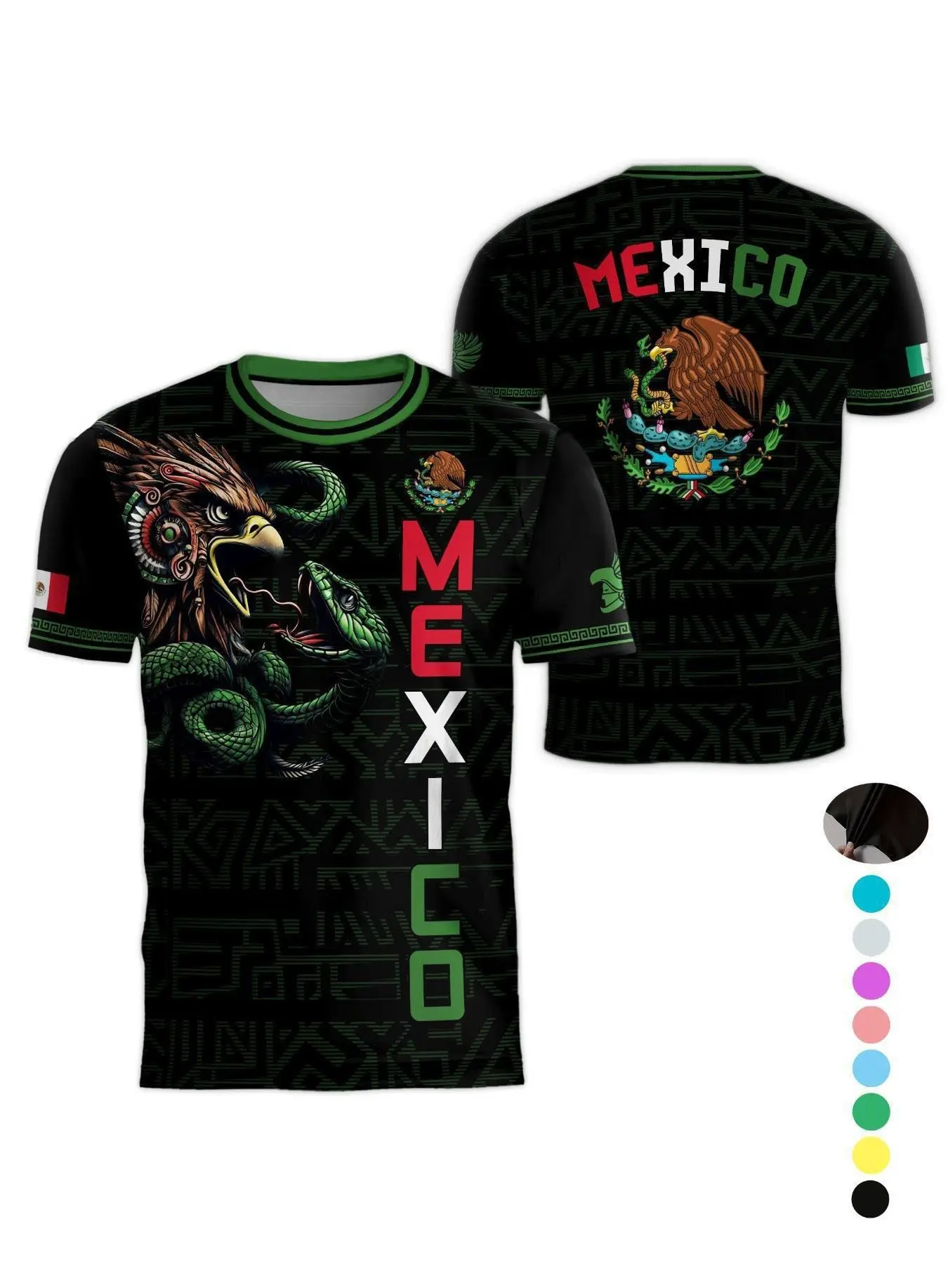 Men's Short Sleeve 3D T-Shirt, 2026 Mexico Soccer Jersey, Soccer Shirts, Neutral Fit, Breathable Quick-Dry Sportswear, Sports Clothing, Casual All-Season Top, Breathable Athletic Top