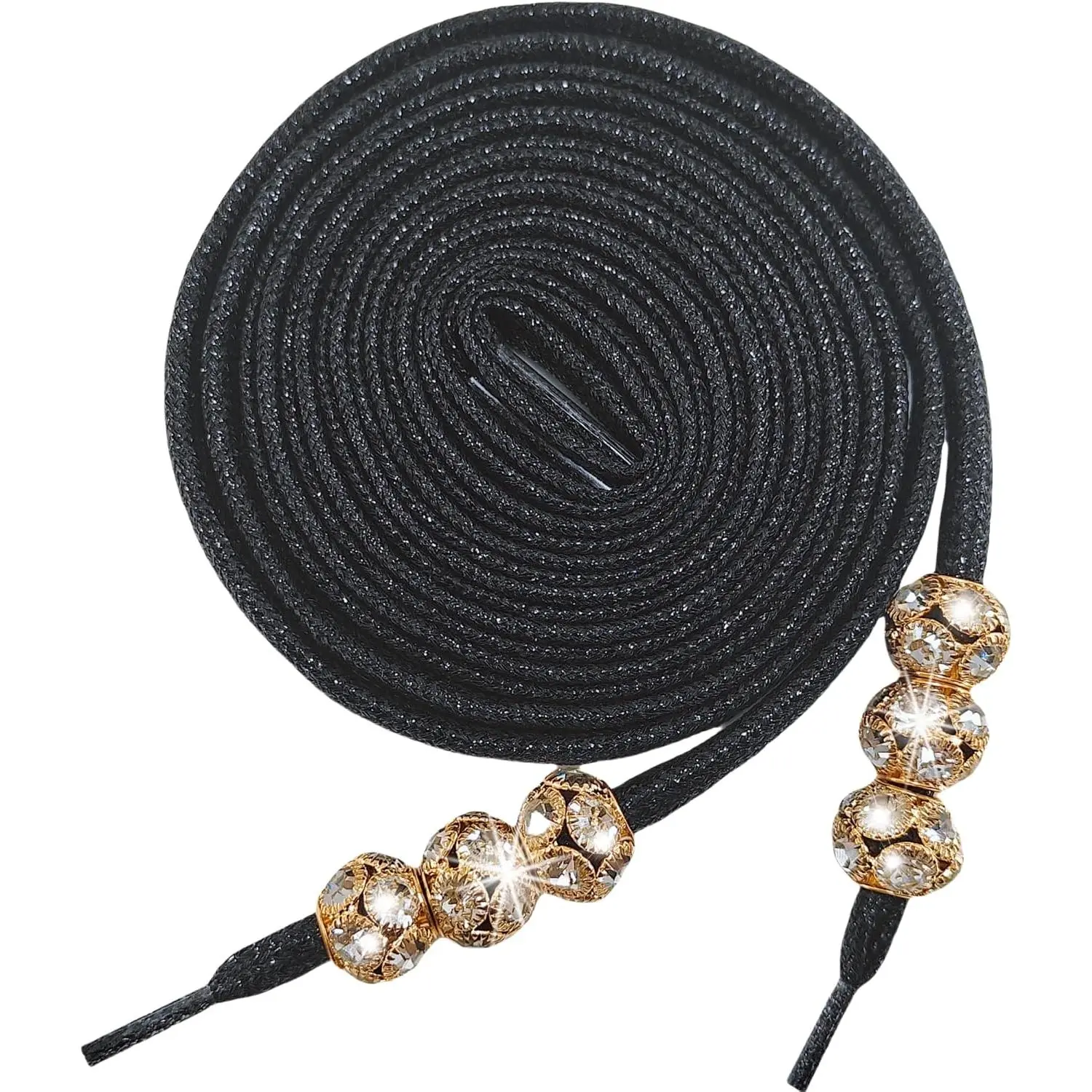 Flat Glitter Shoelaces with Sparkly Charms,for Women & Girls, for Sneakers & Boots