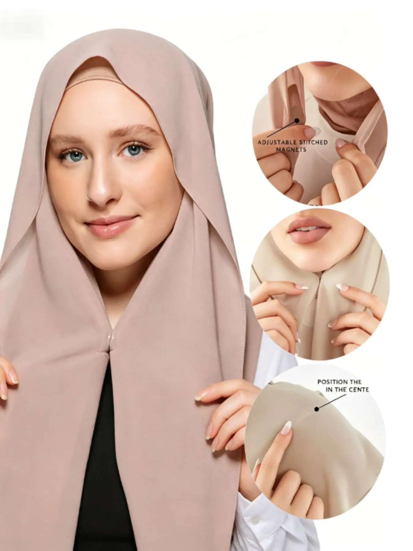 Women's Hooded Modest Hijab, Fashionable Comfortable Headscarf, Daily Wear, Modesty Hijab, Magnetic Hat Set, Multifunctional Muslim Accessories
