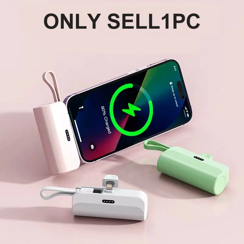 1pc Portable Wireless Power Bank 5000mah, Compact USB Input, Large Capacity Lithium Battery, for iPhone & Android Devices