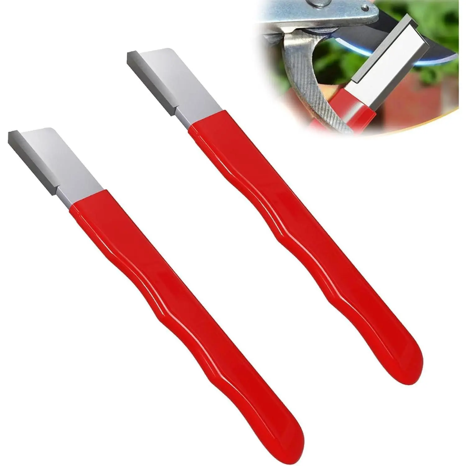 Multipurpose Blade Sharpener Set - 2-Pack Red Portable Quick Sharpener, Manual Use Handheld Tool for Lawnmower Blades, Knives, Garden Shears, Enables Quick and Efficient Sharpening, Prolongs Tool Lifespan, Convenient, Outdoor Adventurer
