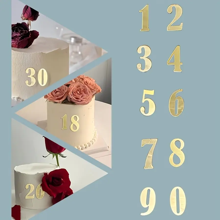 1Set of Numbers Cake Decorations, Birthday Party Table Centerpieces, DIY Cake Topper, Anniversary Celebration Accessories