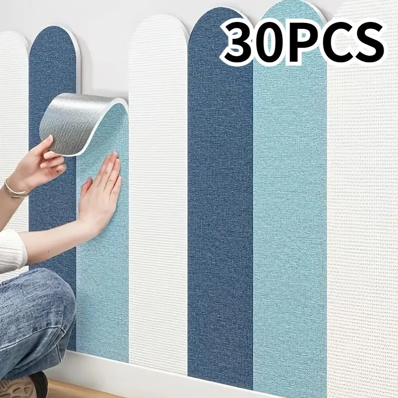 30pcs 3D Simple Anti-Collision Foam Wall Panel, Wall Paneling, 3D Decorative Wall Skirting and Wainscoting Panels, Bedside Anti-Collision Wallpaper for Wall Decoration and Renovation, Waterproof and Stain-Resistant, Easy to Install