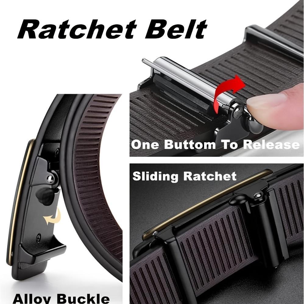 Men's Fashion Faux Leather Belt with Automatic Alloy Buckle Black Business Belt for Jeans Trousers Adjustable Buckle Ideal Gift for Father or Husband Sophisticated Durable Comfortable
