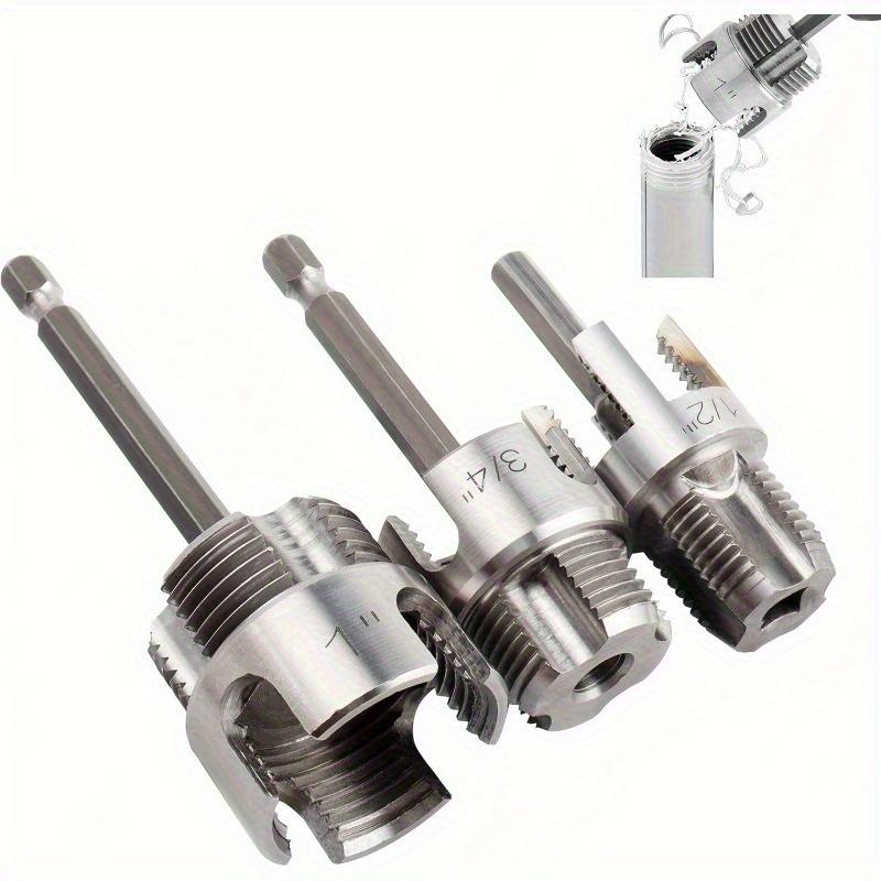 3-Piece Heavy-Duty Alloy Pipe Threading Tool Set - 1/2", 3/4", 1" Internal/External Threads, Electric Drill Compatible PVC/Plastic Pipe Threading Tool, Suitable for DIY and Professional Plumbing Installations (Compatible with PPR, MPP Pipes)Summervibes 3-Piece Heavy-Duty Alloy Pipe Threading Tool Set - 1/2", 3/4", 1" Internal/External Threads, Electric Drill Compatible PVC/Plastic Pipe Threading Tool, Suitable for DIY and Professional Plumbing Installations (Compatible with PPR, MPP Pipes)Summervibes