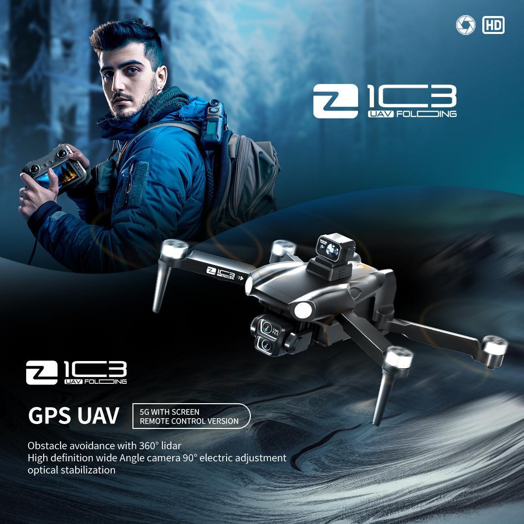 2026 GPS brushless HD camera drone with a 4.5-inch screen remote controller, four-way obstacle avoidance, ESC adjustable camera, GPS return-to-home, 360° rolls, and three batteries for up to 45 minutes of flight—ideal for aerial photography and gifting