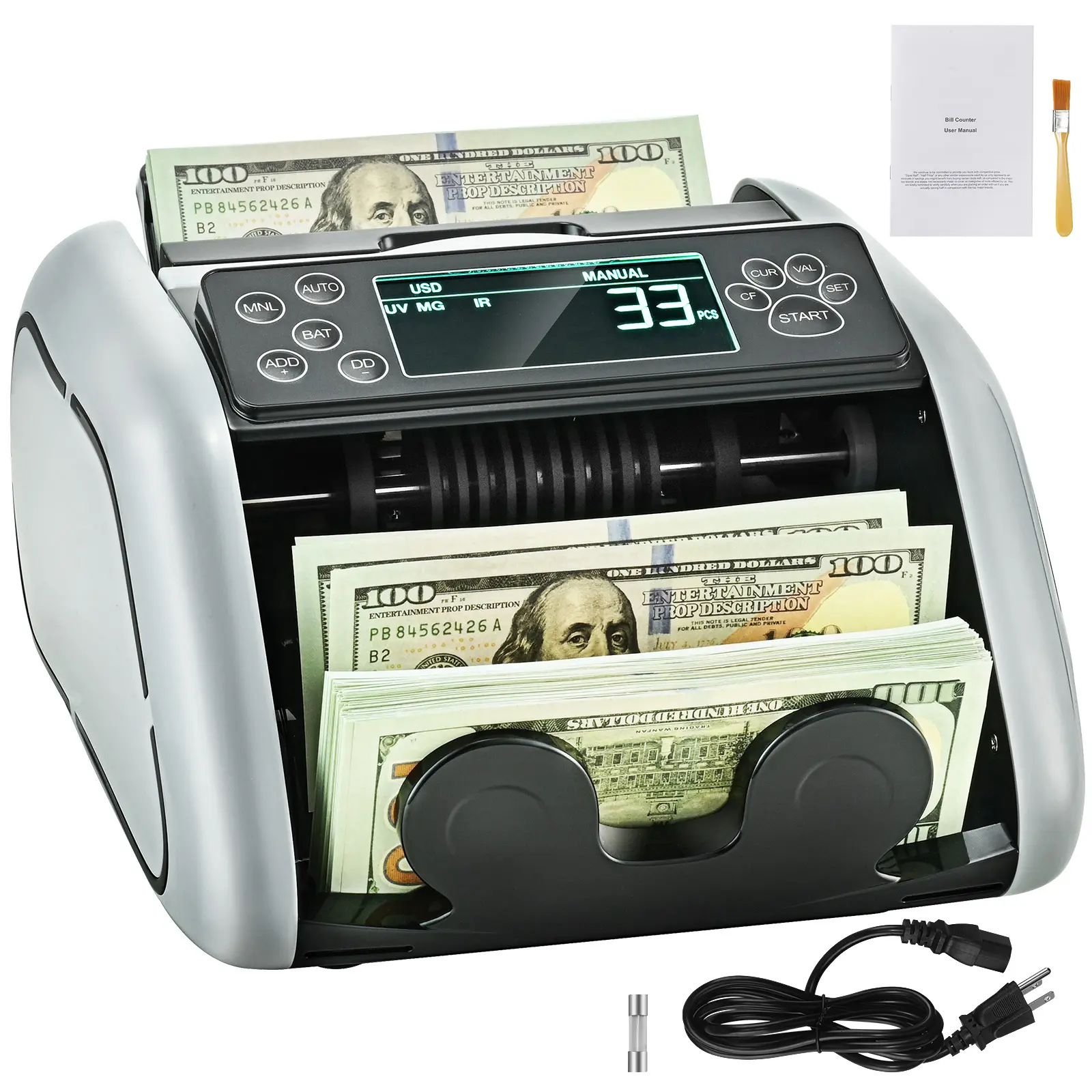 Money Counter Machine, Bill Counter with Uv, With Large LCD & External Display for Small Business, More Than One Method, Suitable for Business