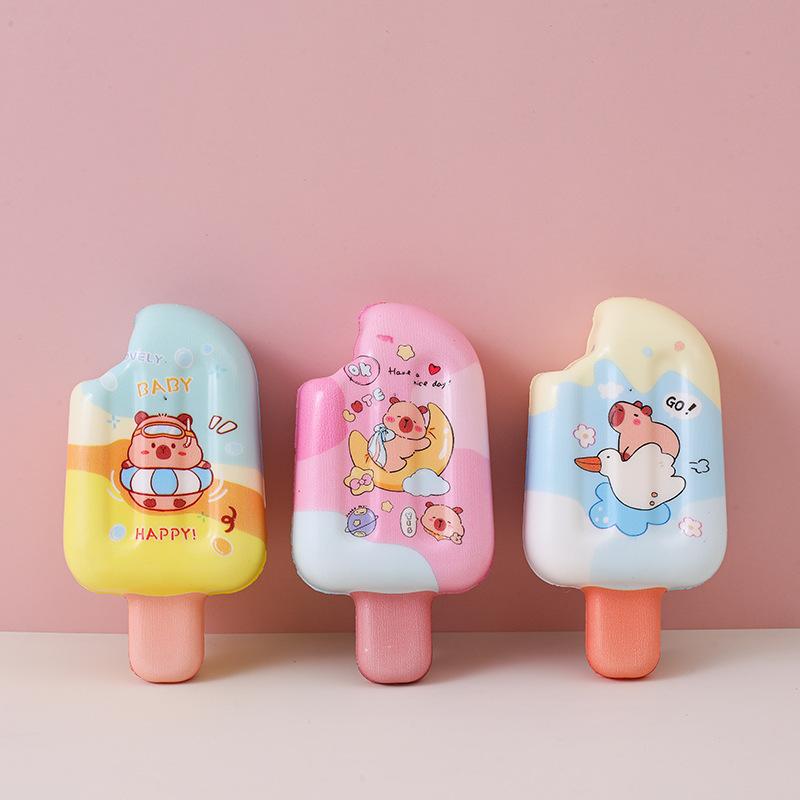 6Pcs Capybara Ice Cream Squishy Toys, Slow Rising Kawaii Popsicle Squeeze Toy, Soft PU Stress Relief Fidget for Kids Adults, Party Favors