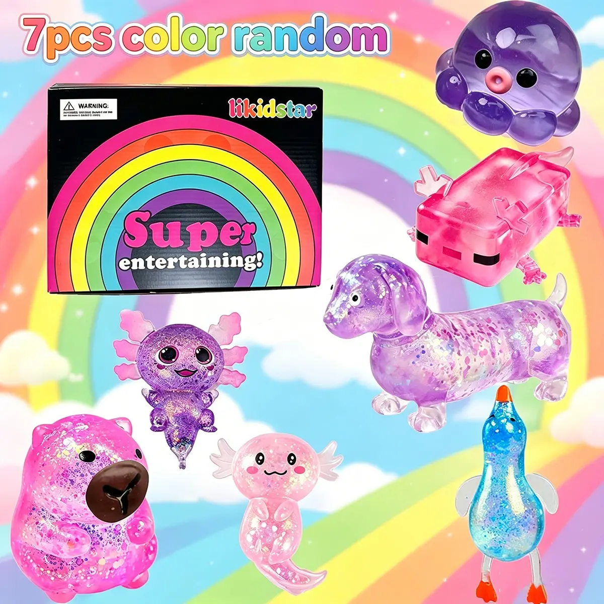 7 Cute Animal Squeezing Toys, Party Gifts, Soft and Cute Animal Toys, Birthday Gift Bag Fillers, Candy Bag Fillers, Classroom Prizes, Easter Basket Fillers, Multiple Styles - Random Colors