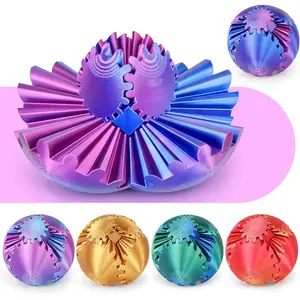 Gear Ball 3D Printed Cube Fidget Toy,Gear Sphere Fidget Toys,Sensory Toys for Stress and Anxiety Relief, Desk Toy Fidget Spinners,Stocking Stuffers for Adults & Kids Gift(Purple Blue, 3.1 Inch)fidget toys