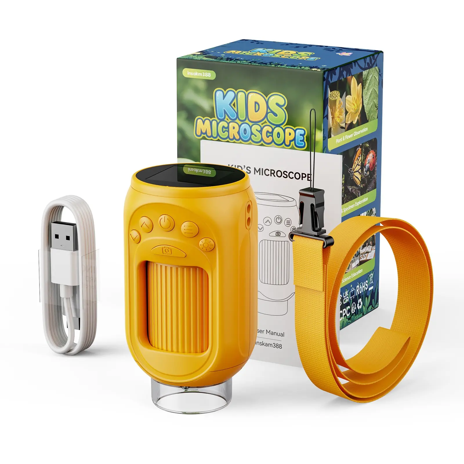 Portable Microscope 1000x Magnification, 1.54 Inch Screen, Video & Photo, 8 LED Lights, Perfect Gift for Kids, Explore Nature, Spark Curiosity