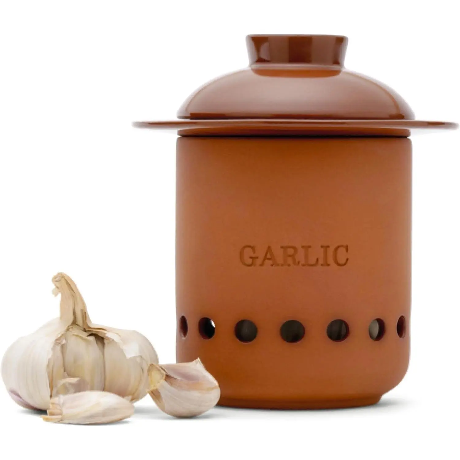 - Garlic Keeper - Terracotta Garlic Storage Container with Separate Ventilated Compartments for Whole Bulbs & Loose Cloves - Garlic Holder That Keeps Garlic  & Kitchen Organized