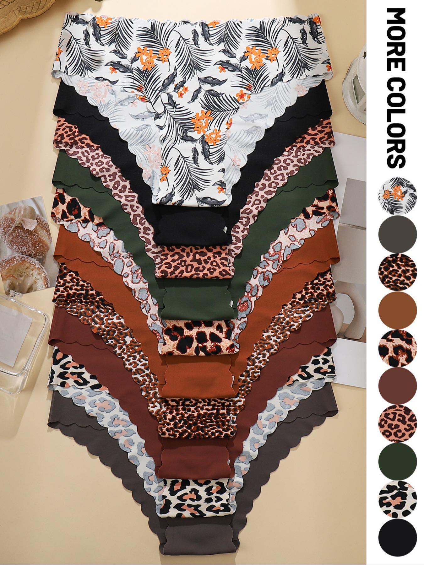 10-Piece Maillard Color Set | Leopard Print Contrast Underwear Seamless Panties – Luxury Lives in Every Detail– Seamless Adhesive Tape Craft ensures zero tightness, merging comfort and sophistication effortlessly