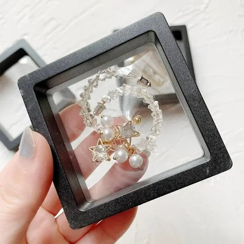 20 Packs Clearview 3D Floating Display Boxes, Plastic Dust-Proof Jewelry Packaging, Transparent Hanging Storage for Accessories, Retail & Personal Use