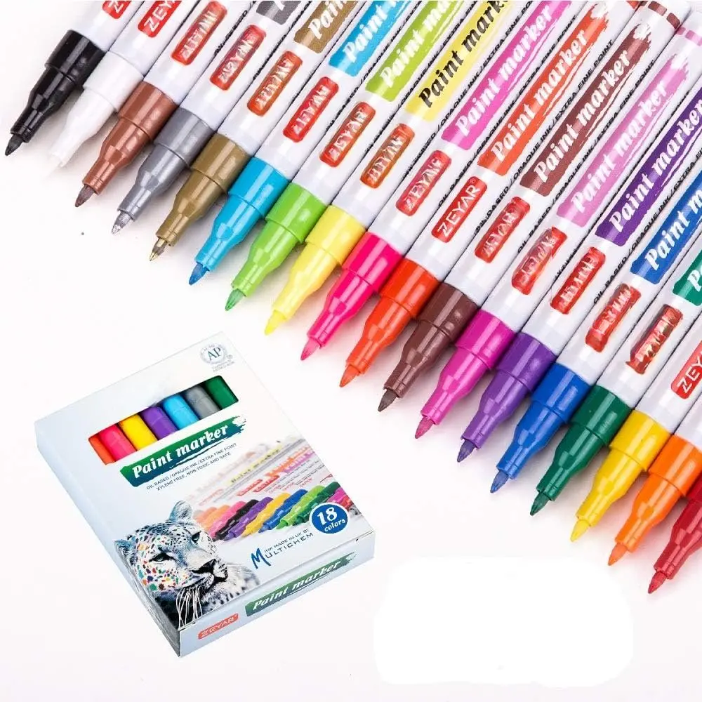 Oil-Based  Markers, Expert of Rock Painting, Extra Fine Point, 18 Colors, AP Certified. Works  Rock, , Glass, Metal, Ceramic and