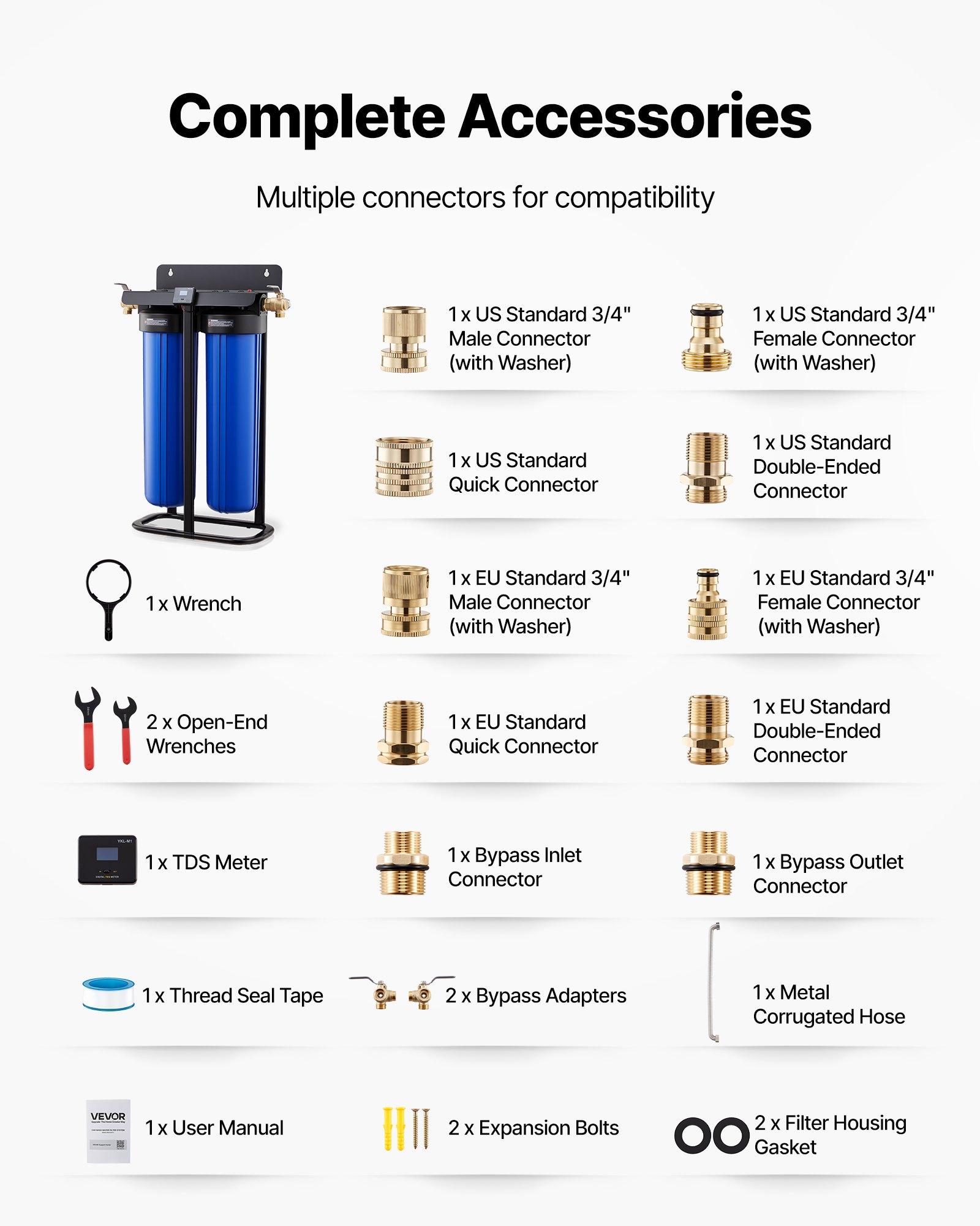 VEVOR Deionized Water System for Car Wash, Spotless Car Wash Water System with 2 x 4L DI Resin, TDS Meter & Bypass Valve, Spot-Free Deionized Water Filter for Cars RVs Motorcycles Windows VEVOR Deionized Water System for Car Wash, Spotless Car Wash Water System with 2 x 4L DI Resin, TDS Meter & Bypass Valve, Spot-Free Deionized Water Filter for Cars RVs Motorcycles Windows