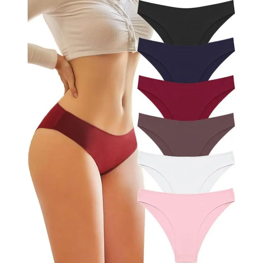 Women's 6-Pack Cotton Blend Cheeky Bikini Panties - Low Waist, Soft, Elastane-Infused, Lightweight, Breathable, Stylish Butt Cheek Briefs with Bikini Fit (Cold Wash Recommended), Style, Six Pieces