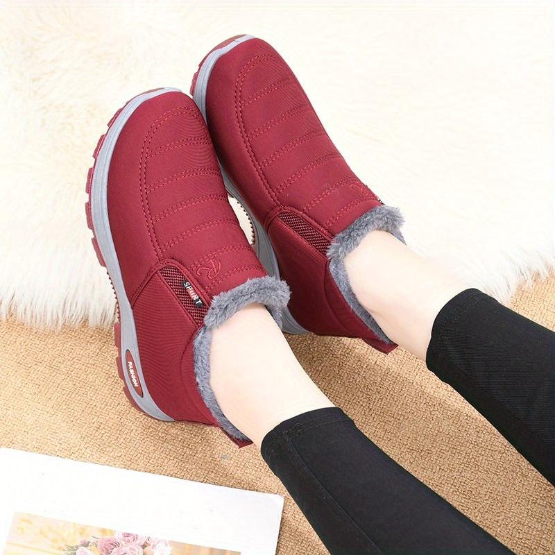 Winter Plush Boots for Men Women Warm Thick Sole Snowproof Short Tube Boots Cozy Indoor Outdoor Casual Shoes Perfect Holiday Party Gift Red