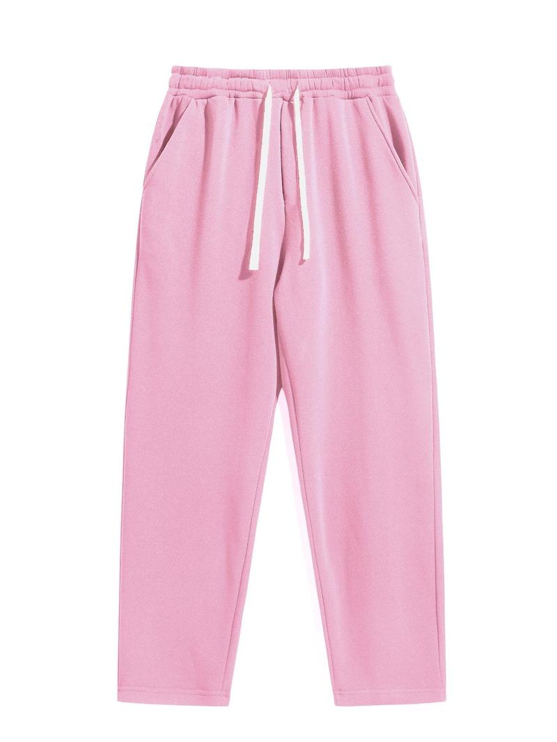 Men's Drawstring Waist Sweatpants, Athleisure Style Regular Fit Pants with Pockets for Fall & Winter, Casual Men's Trousers, Sports Bottoms