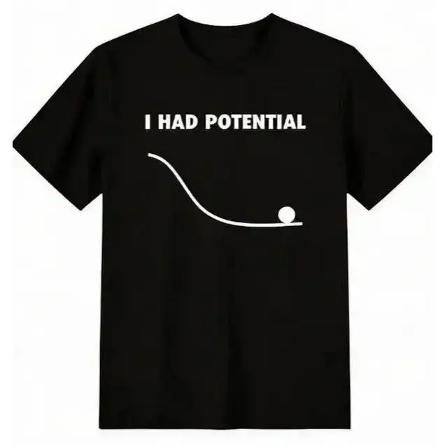 Unisex I Had Potential Slipped Ball Curve Funny Relatable Depression Meme Graphic T-Shirt, Printed Craft summervibes Casual Top, Lighthearted Downbeat Minimal Line Art Tee For All Genders, Relaxed Fit Soft Breathable summer clothing summer outfits