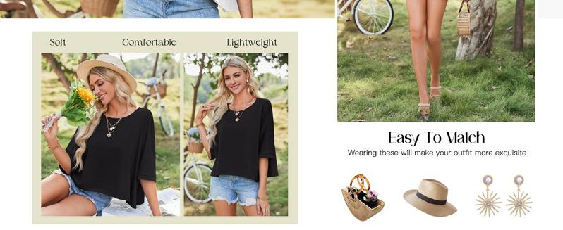 PASLTER  Womens Oversized T-Shirts Cropped Summer Casual Short Sleeve Loose Fit Tee Tops