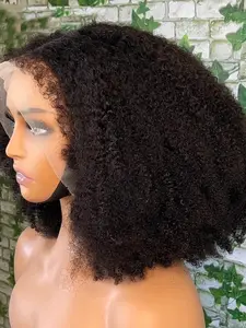 180% Density Soft Glue-Free Bob Wig, 14 Inches Curly Hair, Daily Wear, 13x4x1 Lace Front Full Cap, Heat-Resistant Fiber
