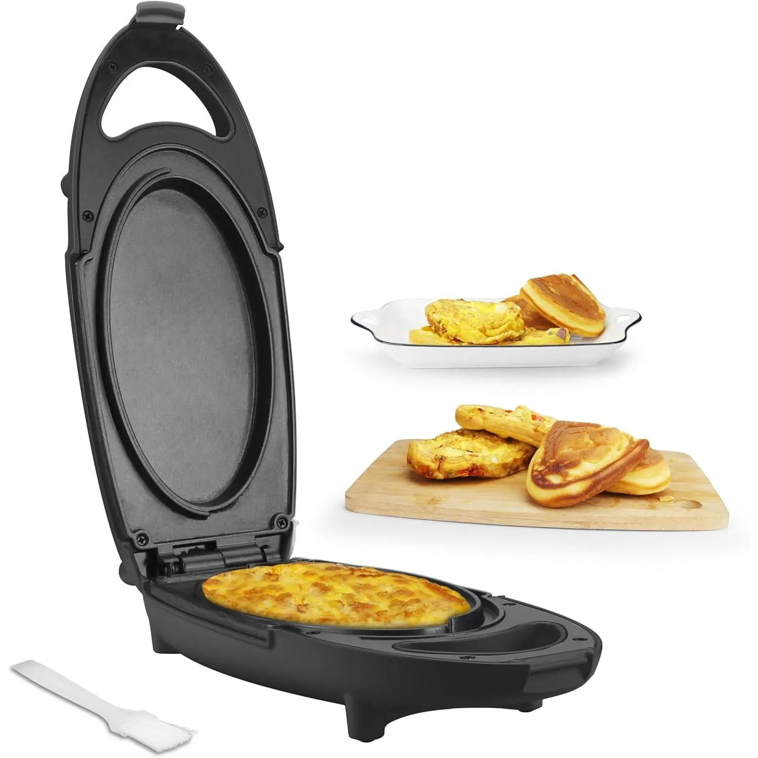 Baker’s Friend Electric Omelette Maker, Nonstick Double Sided Individual Flip Pan, Multi-use Frittata & Egg Pan for Breakfast, Graphite