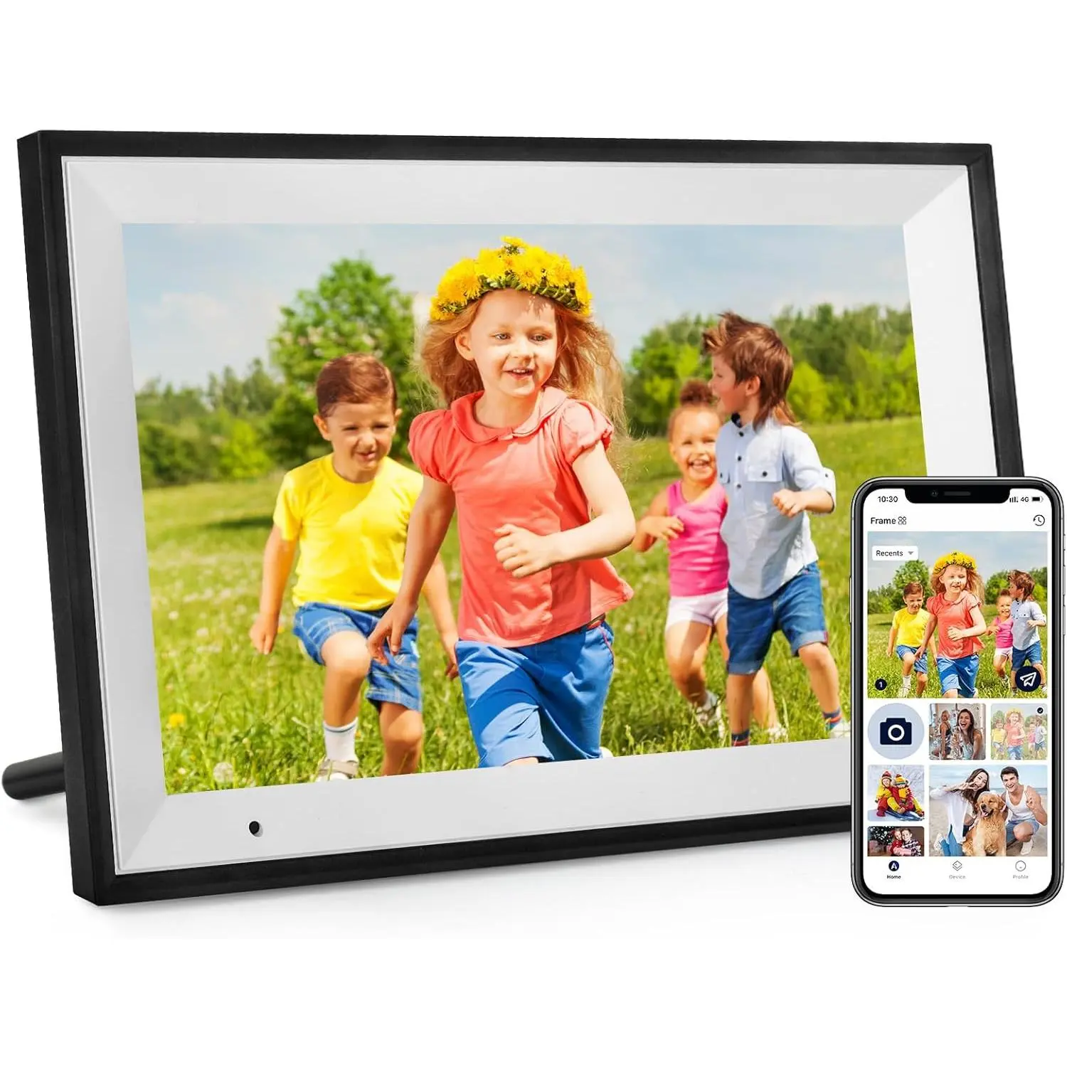 Digital Picture Frame 10.1 Inch Digital Photo Frame 32GB Storage, WiFi Picture Frame with1280x800 IPS Touch Screen, Auto-Rotate Photo Frame Share Your Photos and Videos via AiMOR App, Black