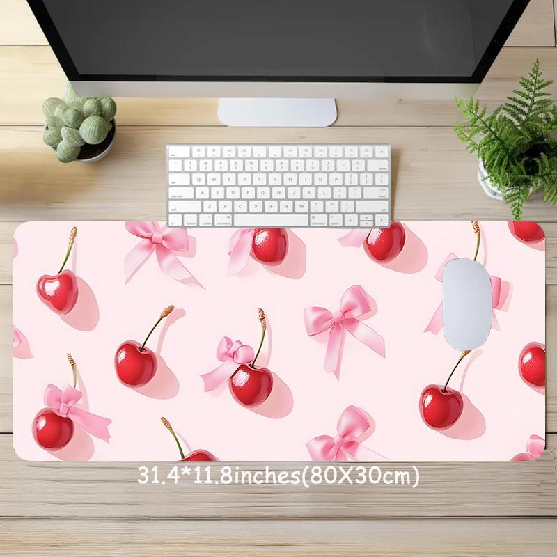 Cherry & Bow Unique Pattern Mouse Pad, Rectangle Gaming Mouse Pad, Office Desk Keyboard Mat for Home Office Game Room
