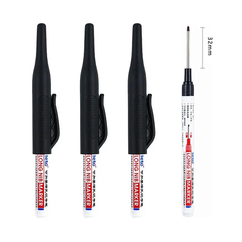 Long Head Marker Pen 32mm Oil-Based Deep Hole Woodworking Decoration Punch Marking Pen, Ideal for Precision Work and DIY Projects