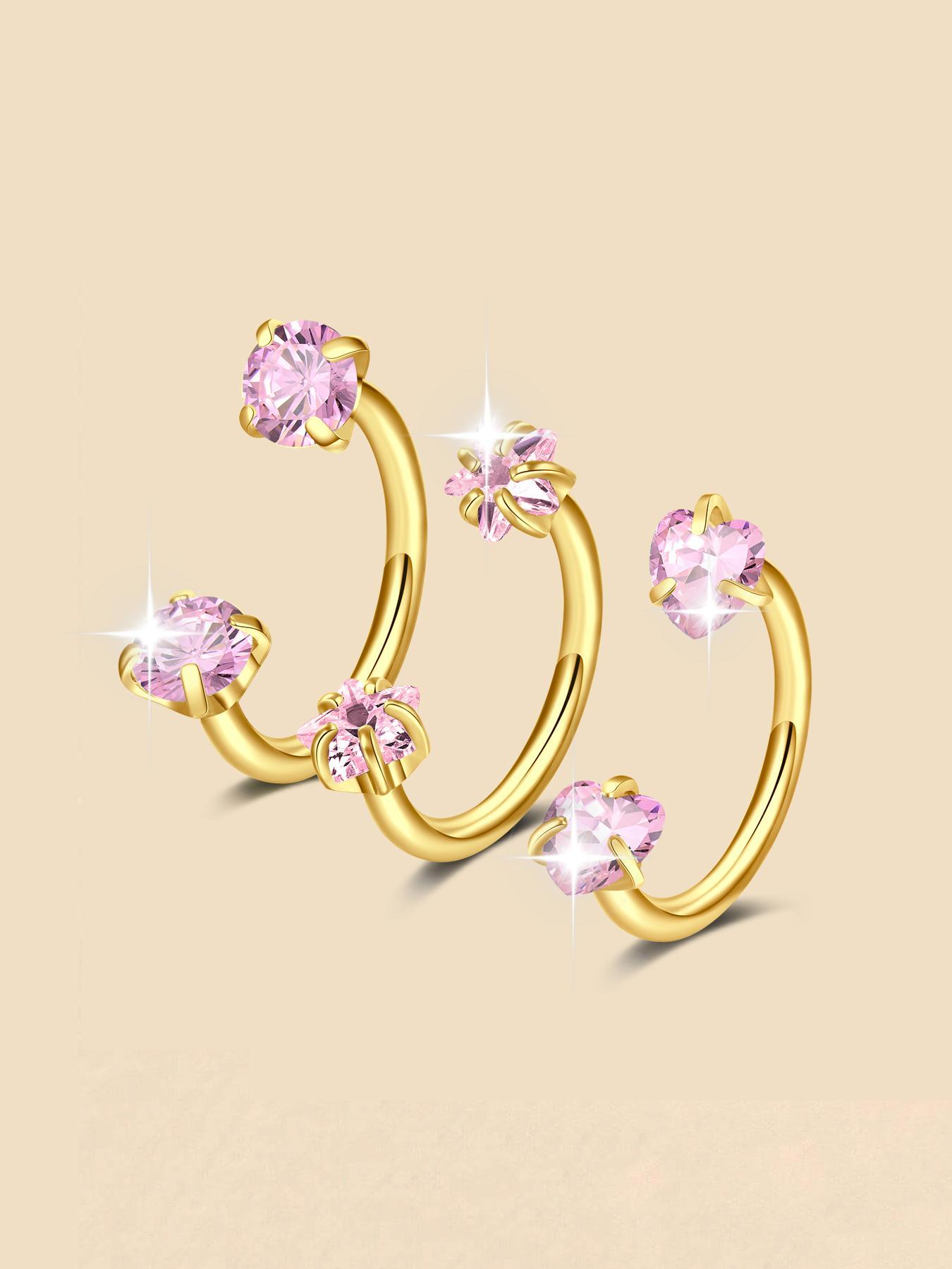 Stainless Steel CZ-Inlaid Nose Ring for Women and Men, Fashion Body Jewelry for Parties and Everyday Wear, Trendy Versatile Style, Exquisite Jewelry Gift