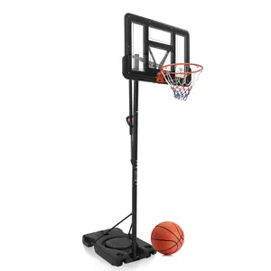 Portable Basketball Hoop 4.43-10 FT Adjustable Height with PC Backboard, Stable Base and Wheels for Adults