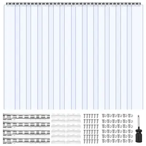 VEVOR Clear PVC Strip Curtain, 84 in Height x 72 in Width x 0.08 in Thickness, 12 PCS Walk in Freezer Cooler Curtain Strips, Smooth Waterproof Plastic Door Strips for Warehouse, Freezer, Garage Doors