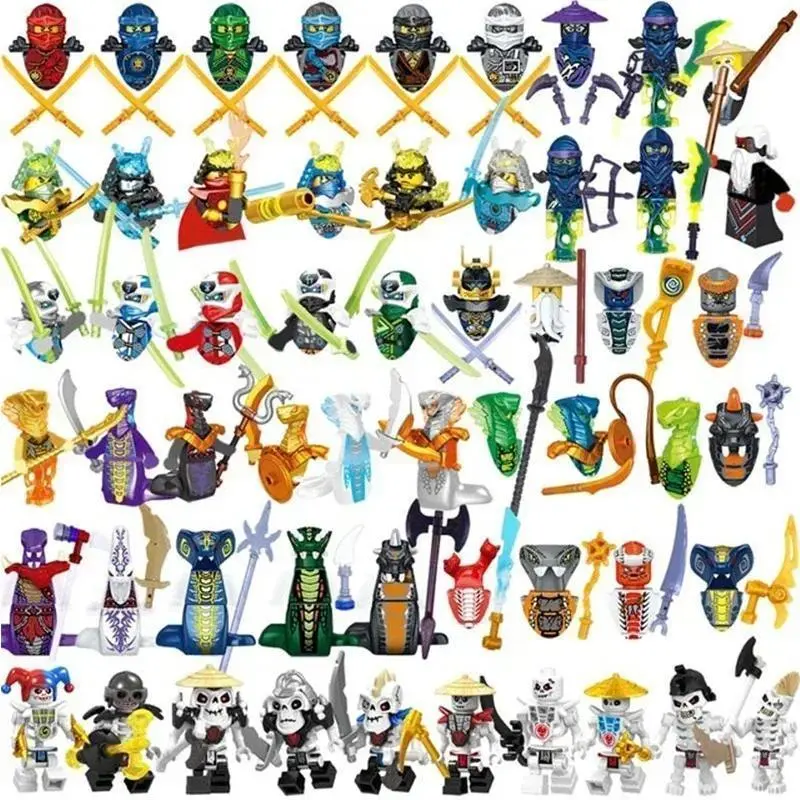 24 Pieces Anime Characters Ninja Figures Garmadon Jay Lloyd Samukai Cole Harumi Ultra Violet Pyro Snake Building Blocks Kid Toys