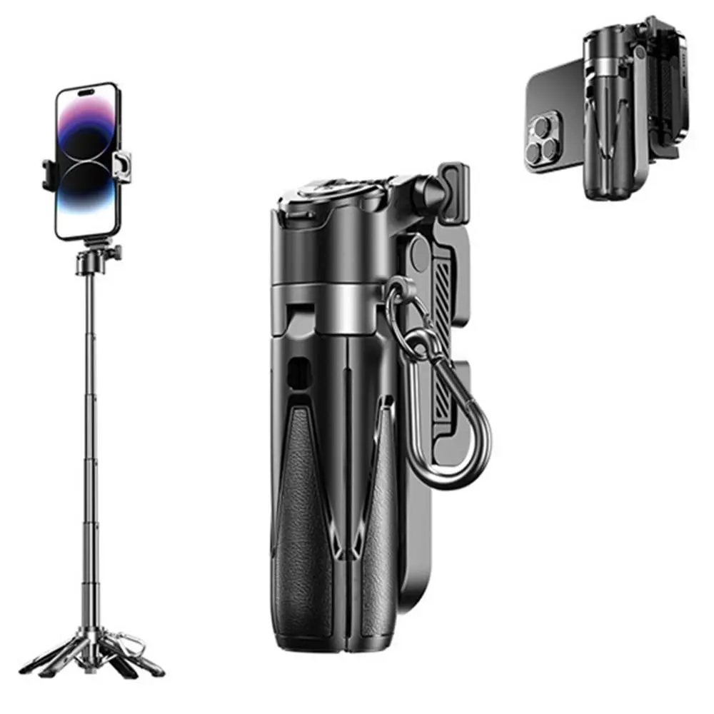 Portable Phone Tripod for iPhone, Extendable Selfie Stick Tripod Stand with Wireless Remote and Phone Holder, Cell Phone Tripod for Video Recording, Compatible with iPhone Android