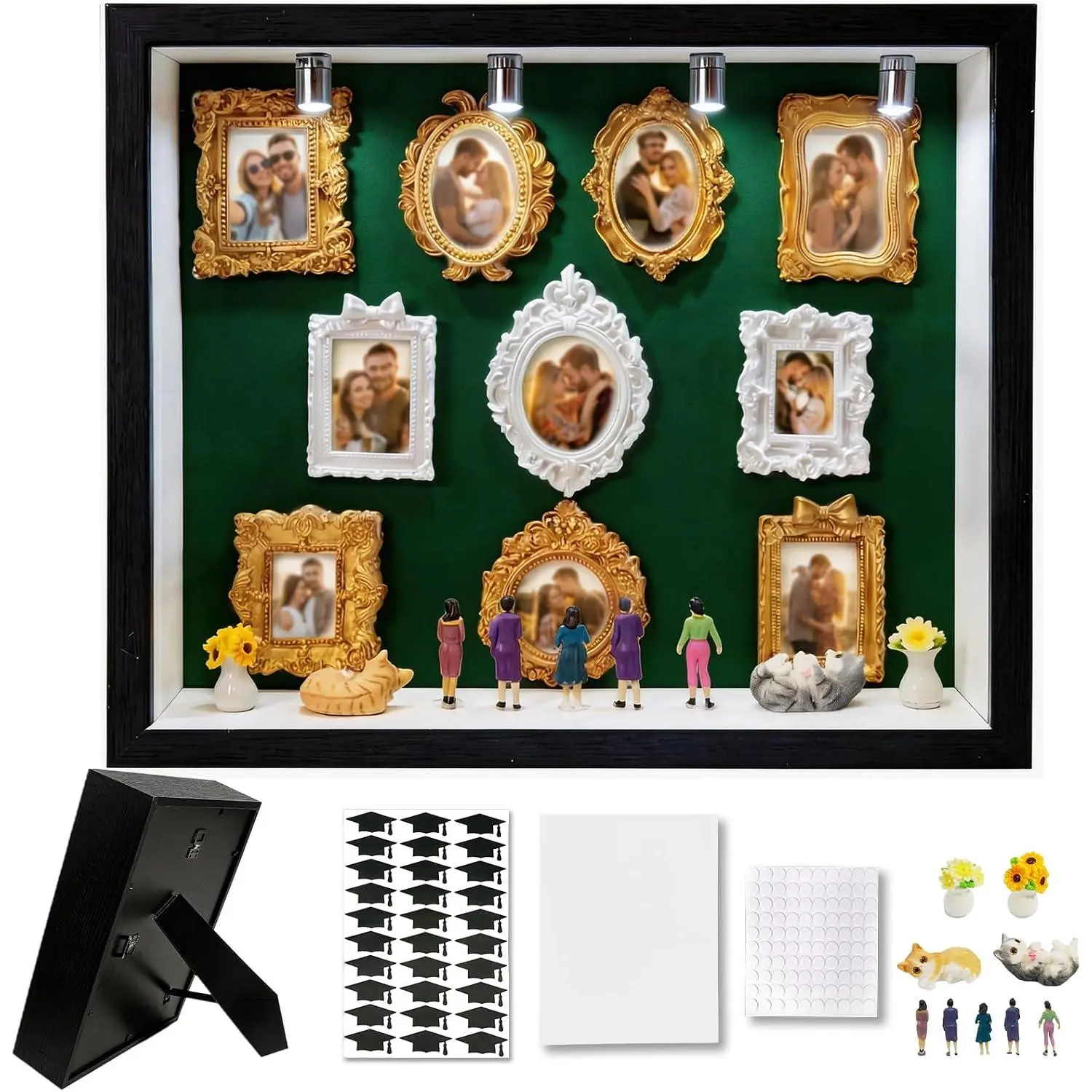 DIY Mini Frames Silhouette Box, Shadow Box Frame Kit with  Mini Frames and Figurines, Celebrate Your  Memories, for Anniversary, Wedding, Birthday, Valentine's Day &  Decor