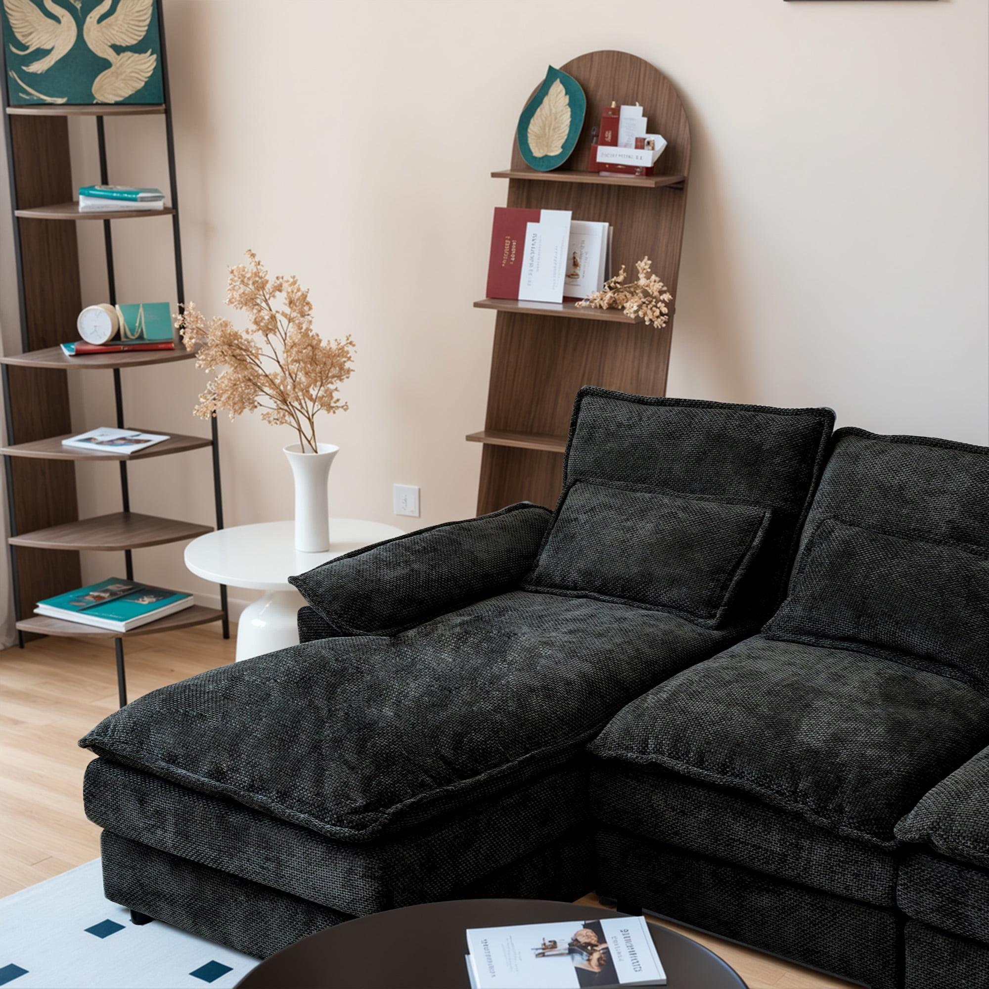 110" Modular Sectional Cloud Couch with Double Chaise Lounge, U Shaped Chenille Upholstered Leisure & Couches with Memory Foam and Waist Pillows for Living Room Office sleeper sofa 110" Modular Sectional Cloud Couch with Double Chaise Lounge, U Shaped Chenille Upholstered Leisure & Couches with Memory Foam and Waist Pillows for Living Room Office sleeper sofa