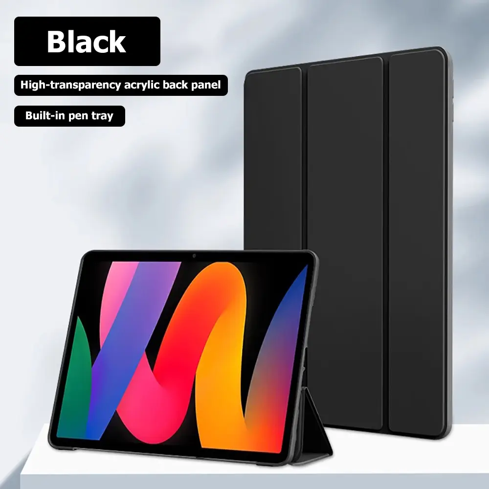 High-Definition Transparent Three-Fold Tablet Case for Xiaomi Pad/redmi, Soft Tpu Shockproof, Tri-Pod Stand Support, Full Lens Protection, Auto Wake Sleep