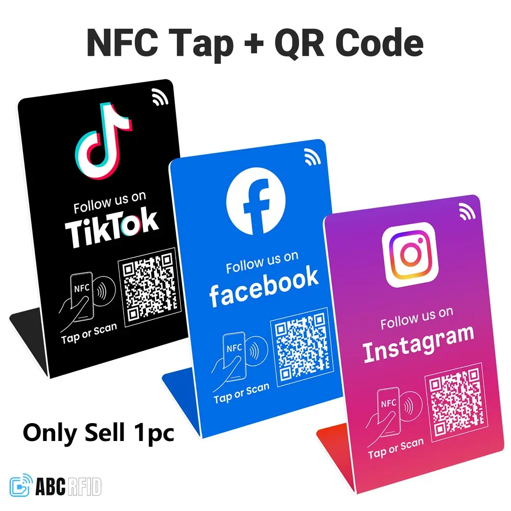 Follow us on Instagram, Facebook stand, TiKTok QR code+NFC Tap, get more follower, Dynamic QR code, link can be changed anytime