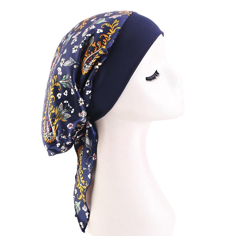 New Braided Turban Hat, Satin Print Tie Chemo Cap, Wide Elastic Sleep Bonnet