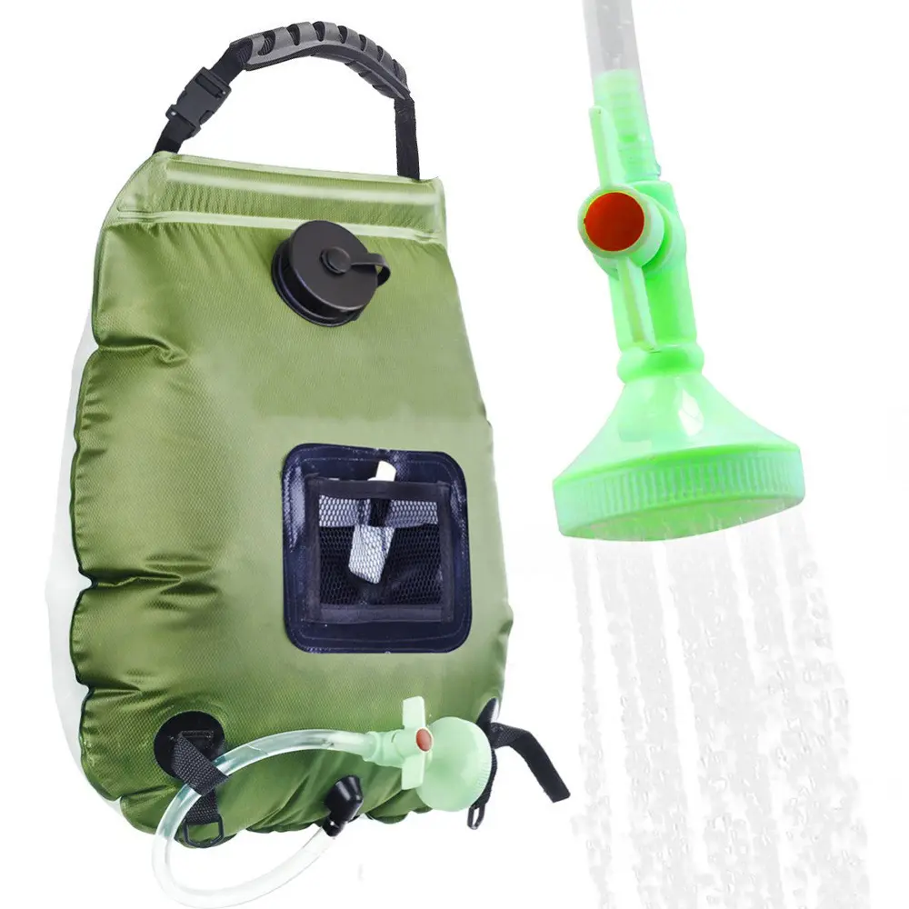 Solar Portable Shower Kit, 5 Gallon/20L Solar Heated Camping Shower Bag, Switchable Camping Showerhead & Detachable Hose, Outdoor Camping Gear, Hiking, Beach, Swimming