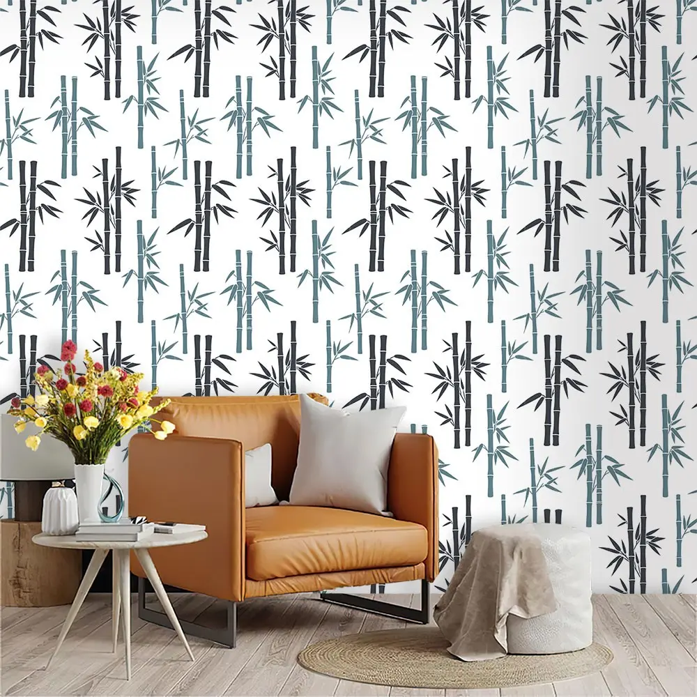 Simple Flat Line Bamboo Pattern Wallpaper, Pure Background, PVC Material, Self-Adhesive, Ideal for Kitchen/living Room/bedroom Decor