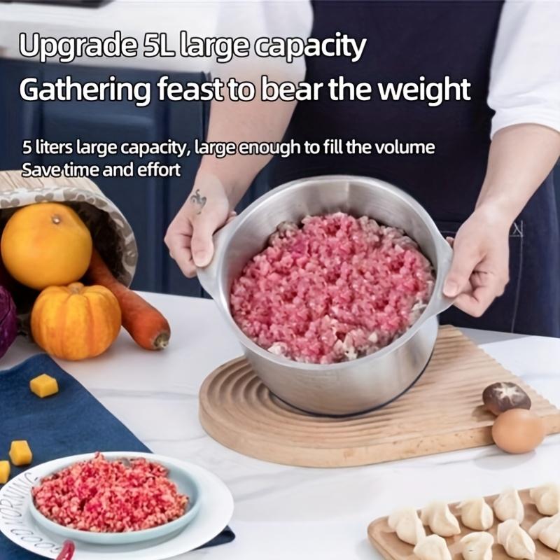 5L Stainless Steel Electric Meat Grinder - 5-Speed Kitchen Food Processor with 5-Speed Motor for Grinding Mixes, Garlic Blending, Chili Processing