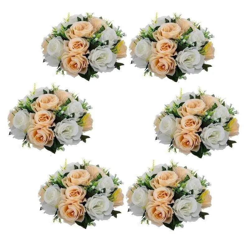 The latest set of realistic rose-decorated flower balls, a 6-piece set of floral decorations, Faux flowers set, ideal for centerpieces on the main table at weddings, suitable for Halloween, Christmas and other festivals, and a DIY home dining